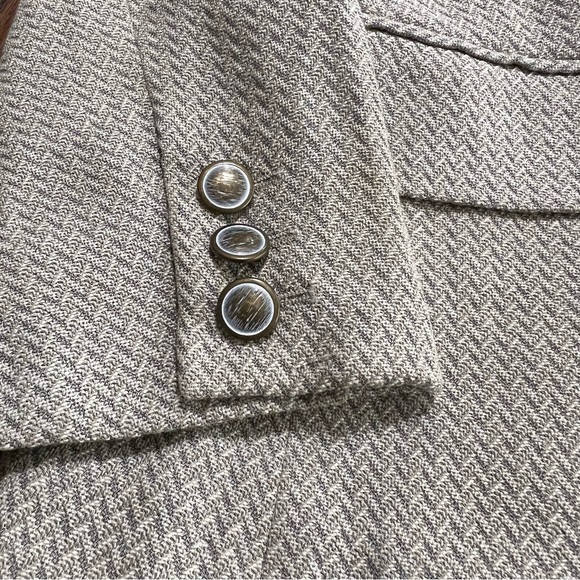 Escada Neutral Herringbone Blazer Cream Tan Margaretha Ley Vintage 36 2 button - Picture 5 of 15